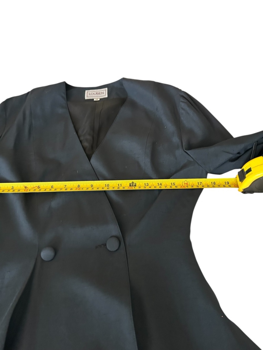 Vintage Louben Peplum Wrap Blazer Black Charcoal Tailored Minimalist - S - Picture 11 of 14